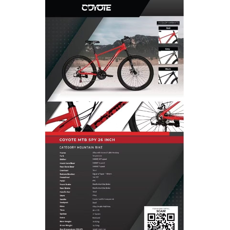 PROMO SEPEDA GUNUNG MTB 20 / 24 / 26 / 27.5 27,5 INCH ELEMENT COYOTE SPY 21 SPEED ASLI ORIGINAL 20" 