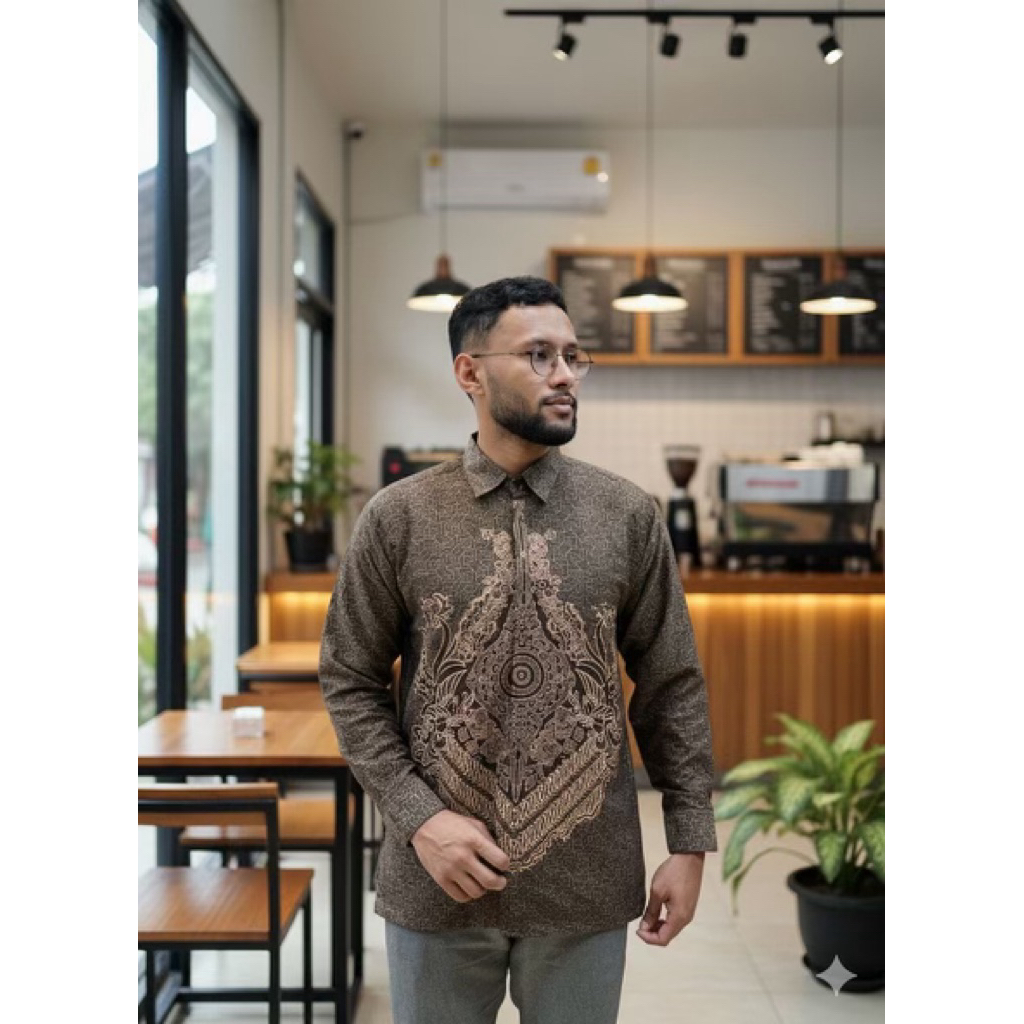 Toko hamid - Baju Batik Pria Lengan Panjang - Katun Dobby -