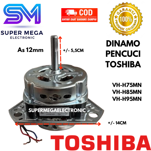 Dinamo Pencuci Mesin Cuci TOSHIBA VH-H75MN VH-H85MN VH-H95MN AS12mm TEMBAGA