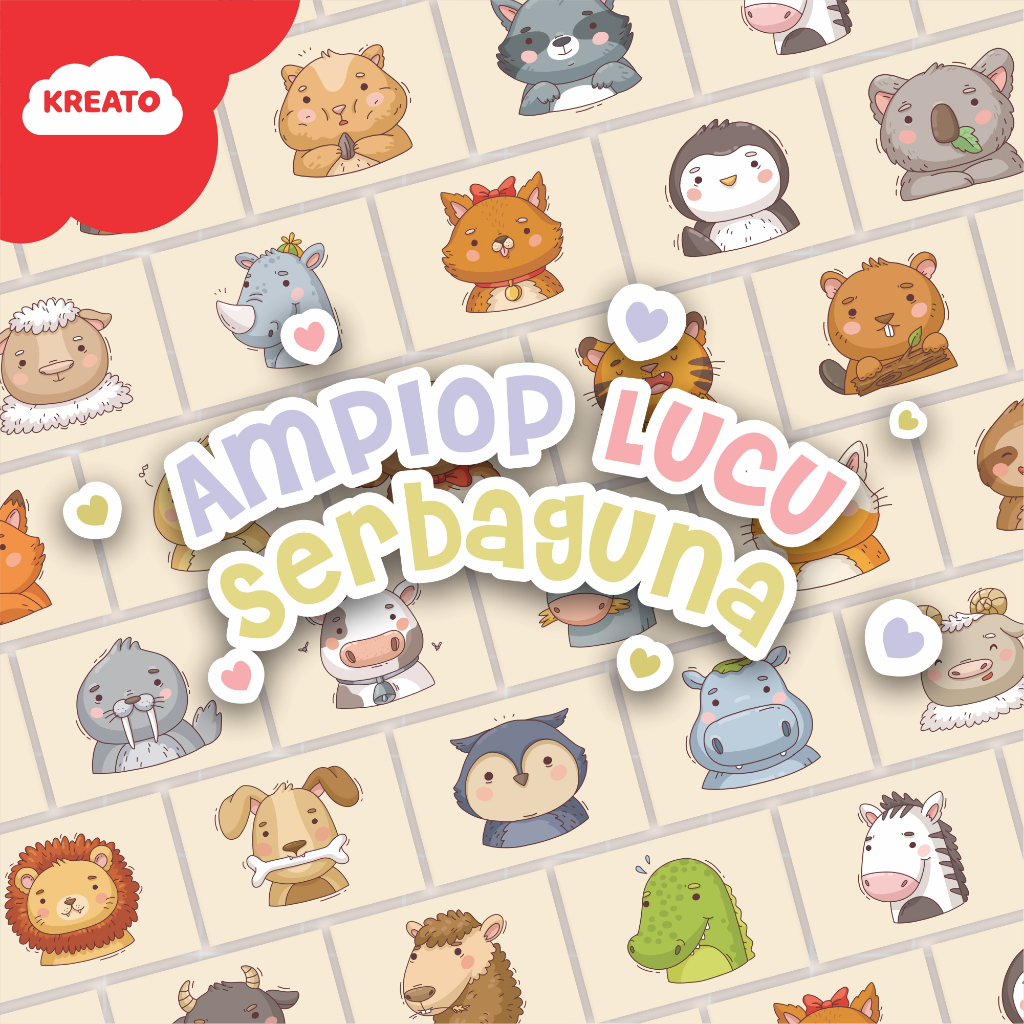 Set Amplop Lucu Serbaguna Karakter Hewan Lucu | Kartu Ucapan | Amplop Lebaran | Amplop Ulang Tahun |