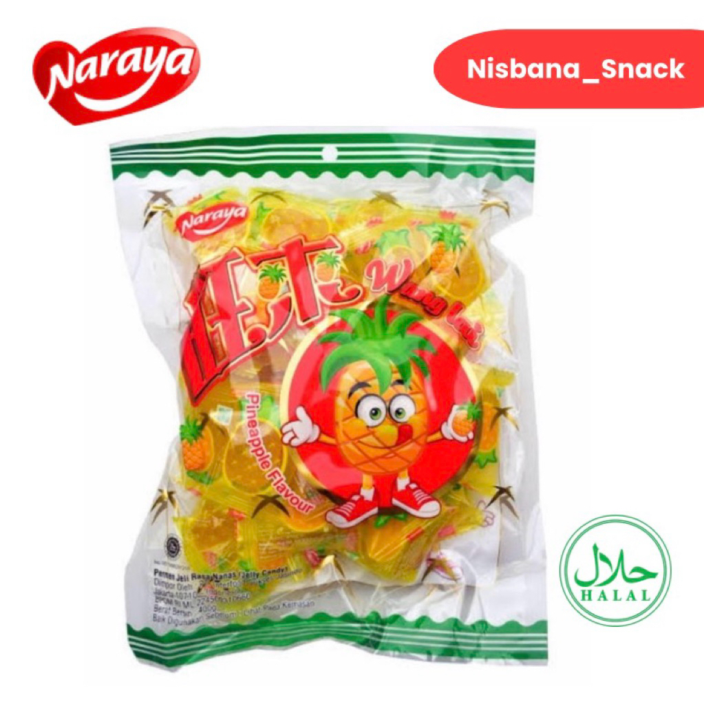 PERMEN NARAYA NANAS LEBARAN Jelly Naraya Rasa Nanas 400gr - Tekstur Lembut, Rasa Segar, Tanpa Pengaw