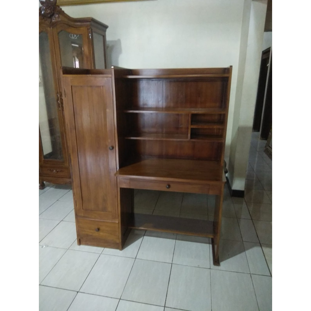 meja belajar kayu jati jepara minimalis