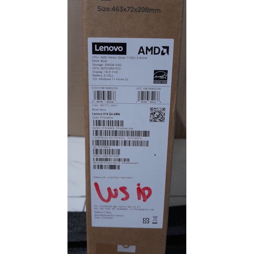 Kardus Laptop Lenovo V14 GA AMN Ram 8 Original
