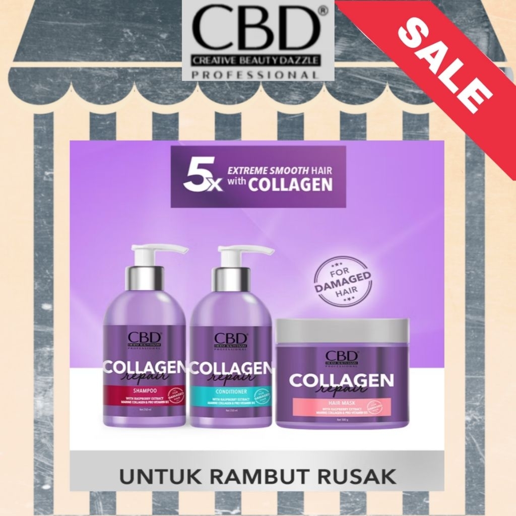 [PAKET] CBD COLLAGEN Hair Mask + Shampoo + Conditioner Perawatan Rambut Rusak