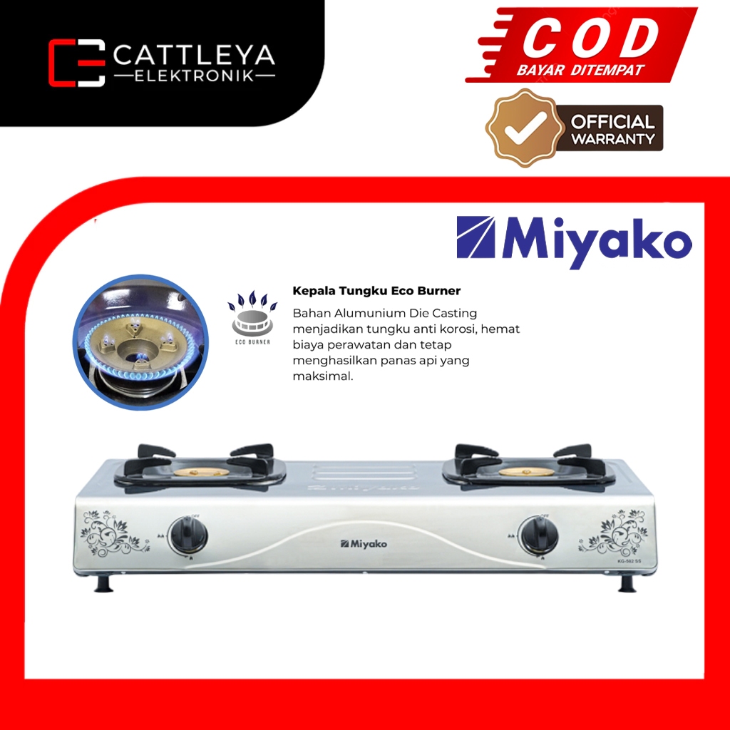 [COD READY] MIYAKO KOMPOR GAS STAINLESS STEEL 2 TUNGKU KG 502SS / KG-502SS / KG 502 SS / KG502 SS (G