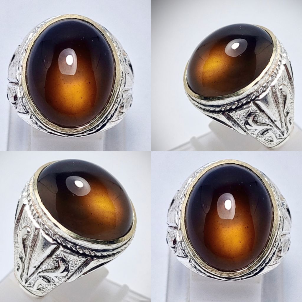 CINCIN BATU AKIK NATURAL SMOKY QUARZT SOLAR SOLOK SELATAN KODE 03636