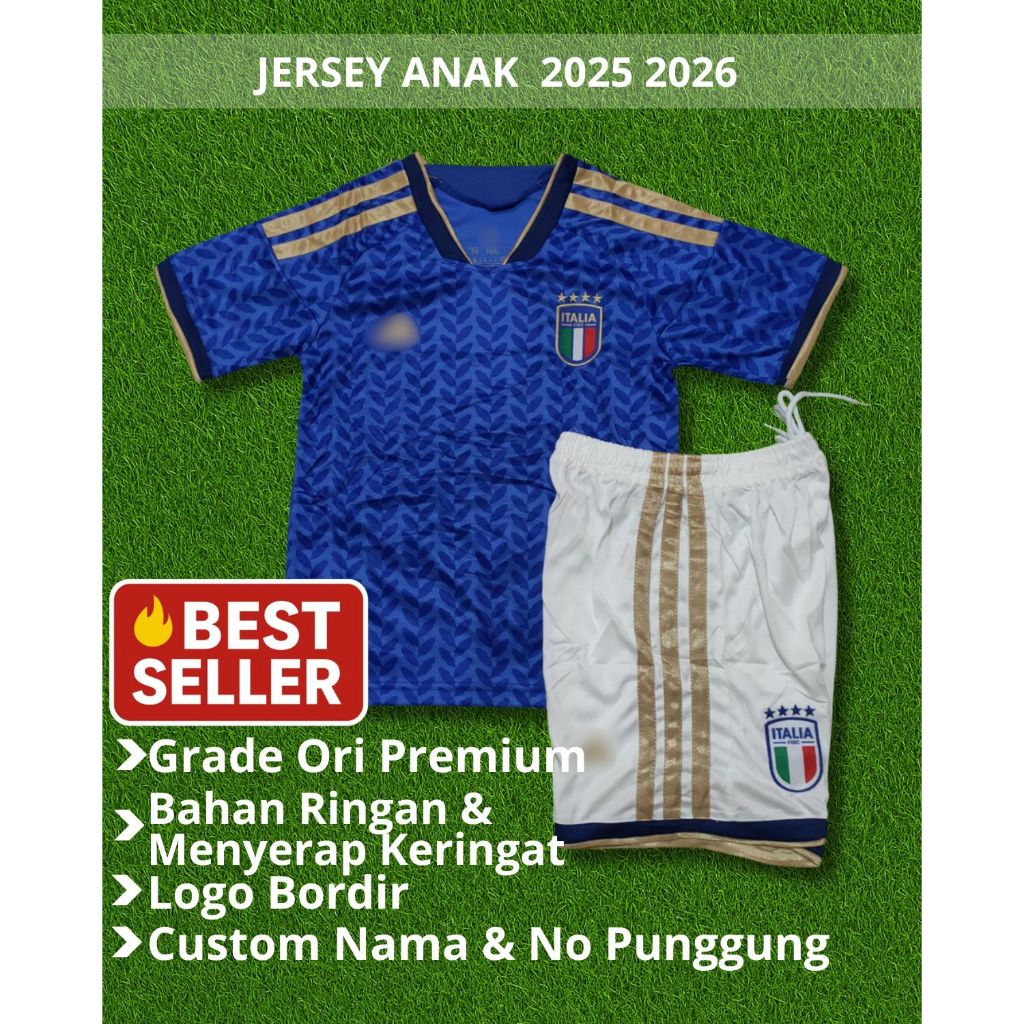 JERSEY BAJU BOLA ANAK ITALY ITALIA HOME KIDS 2026 WORLD CUP GRADE ORI
