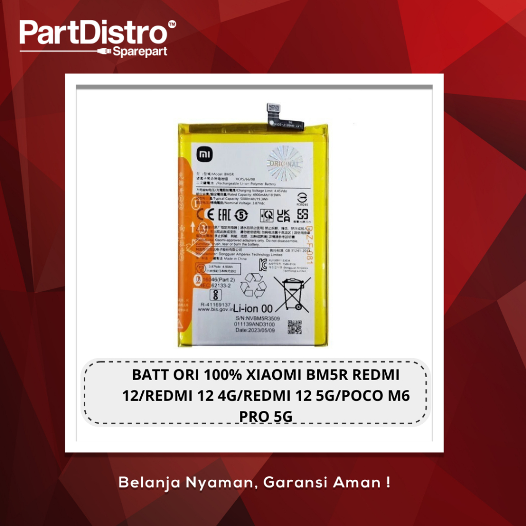 BATERAI  BM5R REDMI 12/REDMI 12 4G/REDMI 12 5G/POCO M6 PRO 5G/BM5R KC