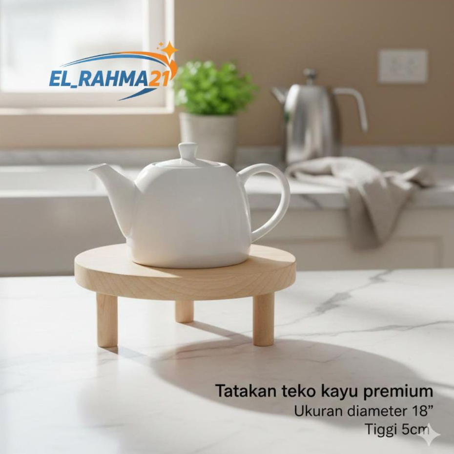 Tatakan teko tatakan Panci Kayu Mahoni Solid Diameter 18cm