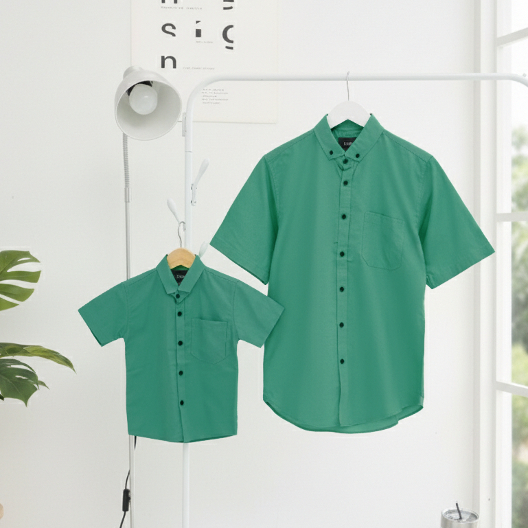 MOODDAYS HEM AYAH DAN ANAK COUPLE KEMEJA POLOS LENGAN PENDEK