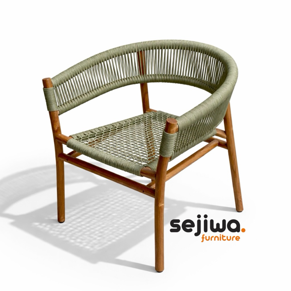 Kursi Cafe Jati Anyaman Tali Rope / Kursi Teras Jati Anyaman Tali Rope