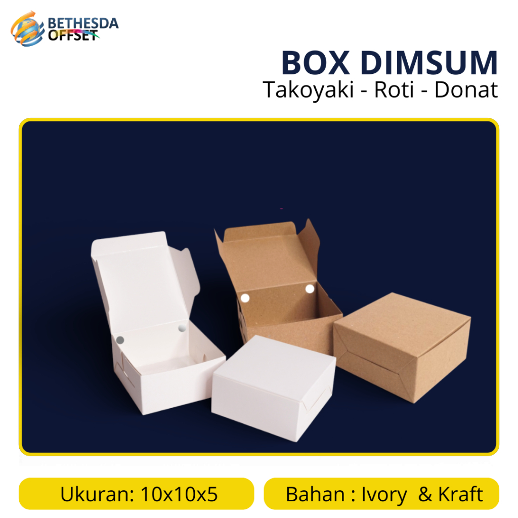 (250 pcs) Box Dimsum Takoyaki 10 Cm Laminasi Dalam Bungkus kue Kertas Ivory / Kraft