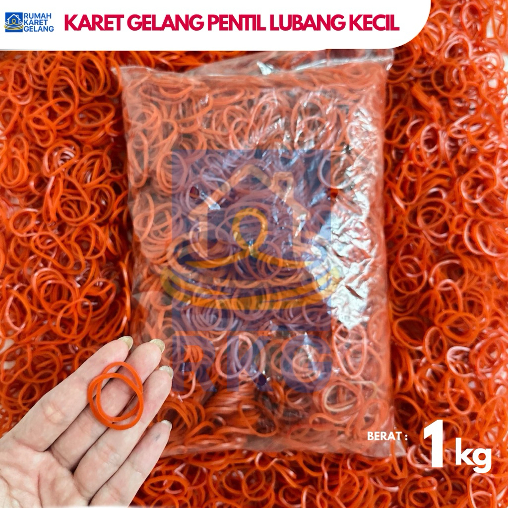 Karet Gelang Pentil Lubang Kecil 1kg – Merah
