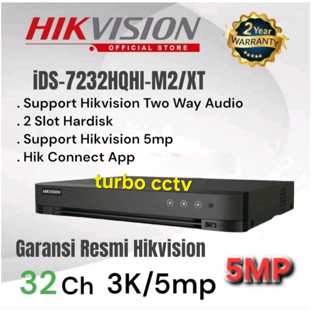 DVR Hikvision 32 Channel iDS-7232HQHI-M2/XT Acusense 3K/5MP
