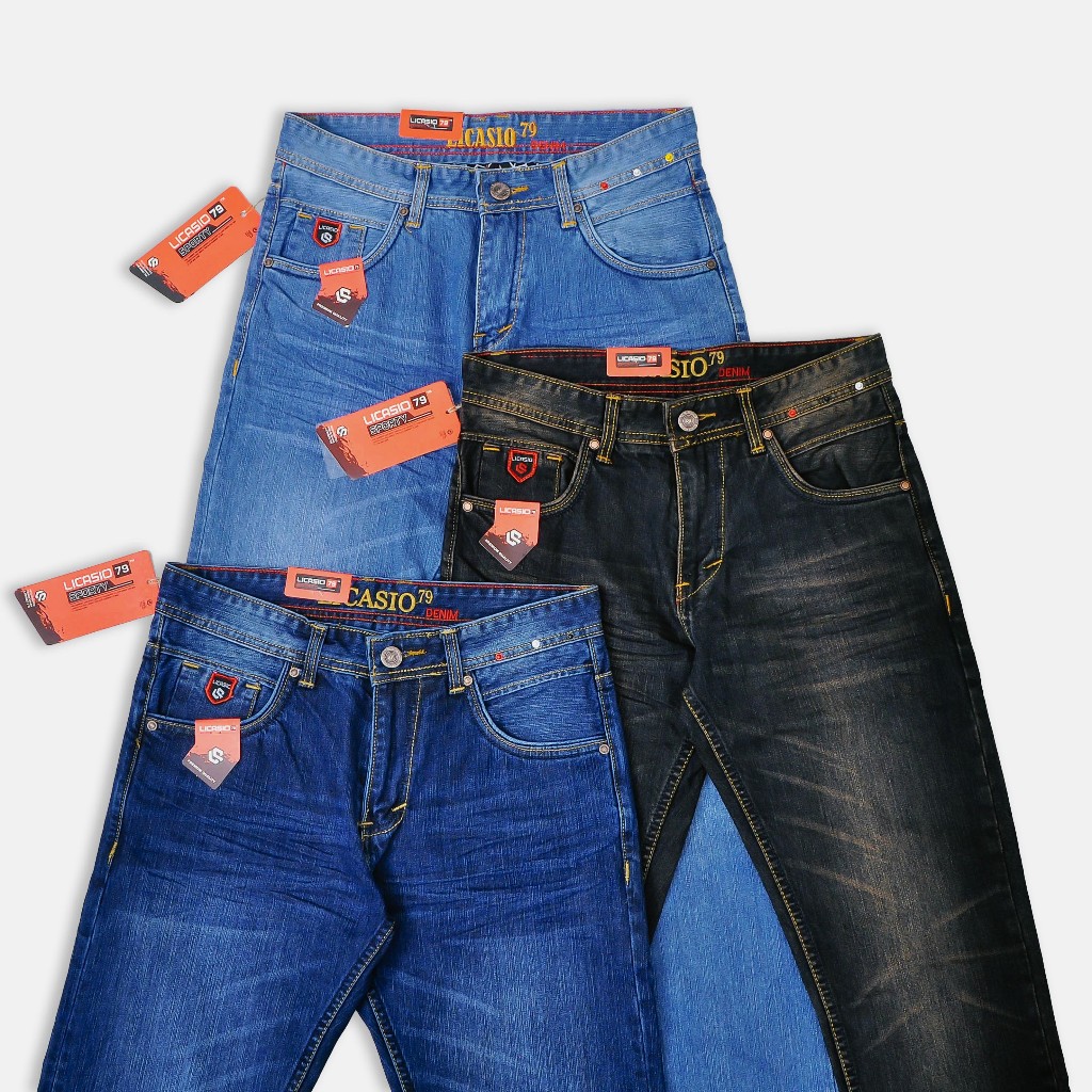LICASIO - Celana Jeans Pria Ringkel Korean Stlye Standar Reguler