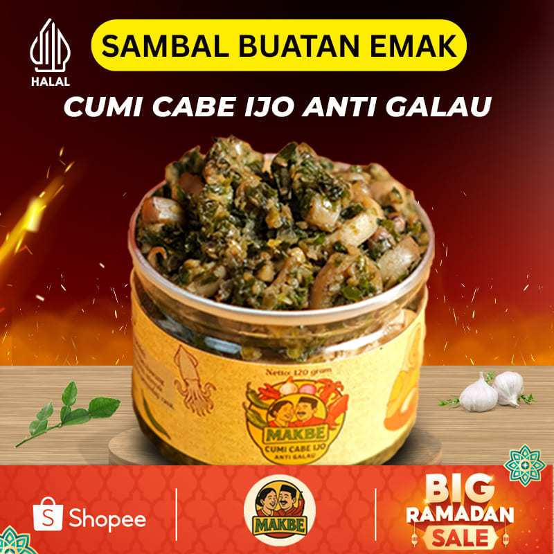 Sambal Cumi Pedas - Sambel Cumi Pedas Makbe 120 Gram - Kemasan Kaleng Siap Makan Asli Homemade - Cum