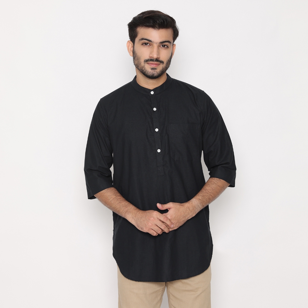 Dancus Kemeja Koko Pakistan Pria / Koko Kurta Pria Warna Hitam OLRM262