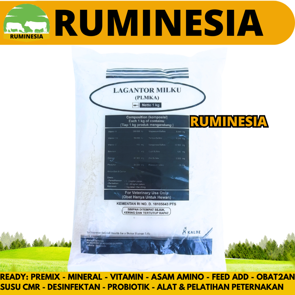 LAGANTOR MILKU 1 KG - Premix Mineral Vitamin Peningkat Produksi Susu & Pertumbuhan Sapi Perah