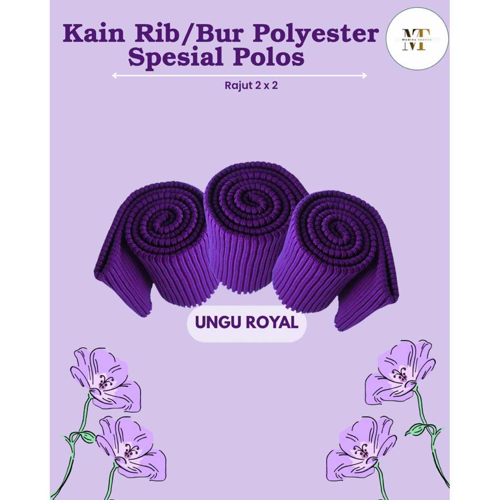 Kain Rib/Bur 2x2 Polyester spesial ungu royal cocok untuk Jaket Varsity Boomber Riding Outdoor Premi