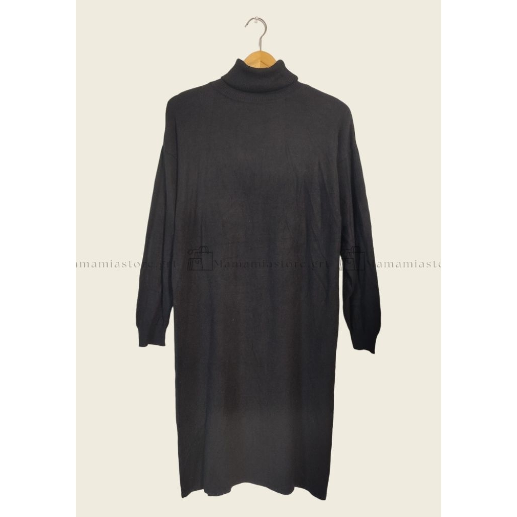 Mamamiastore.grt - Dress tunik KNIT RAJUT Turtle-Neck lengan balon hitam