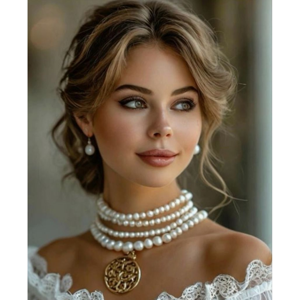 Kalung Pesta 4 Layerd Kalung Mutiara Perhiasan Mutiara