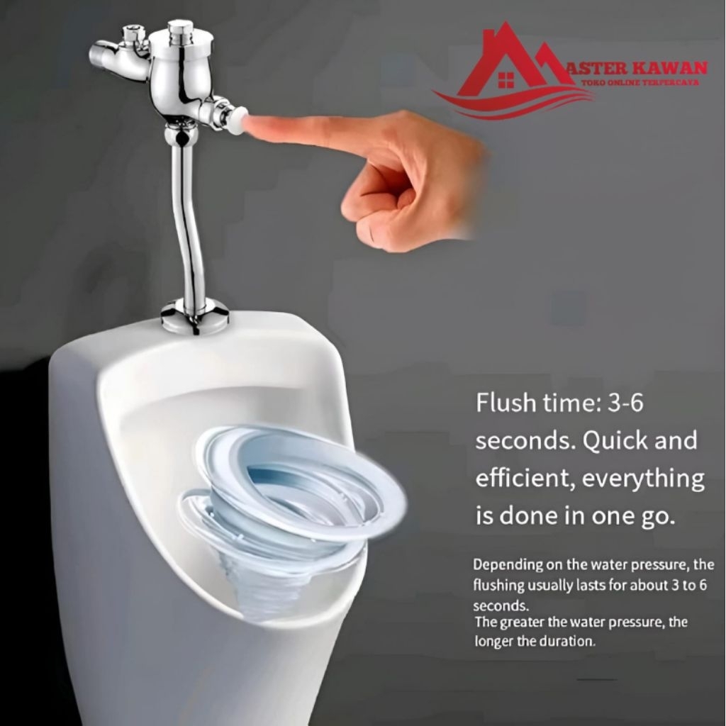Push Urinoir Kencing Stainless Brass / Kran Flush Urinoir Toilet Set Minimalis