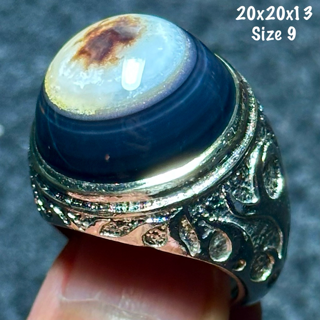 Cincin Batu Akik Natural Yaman Puser Mata Kristal (asli alam)