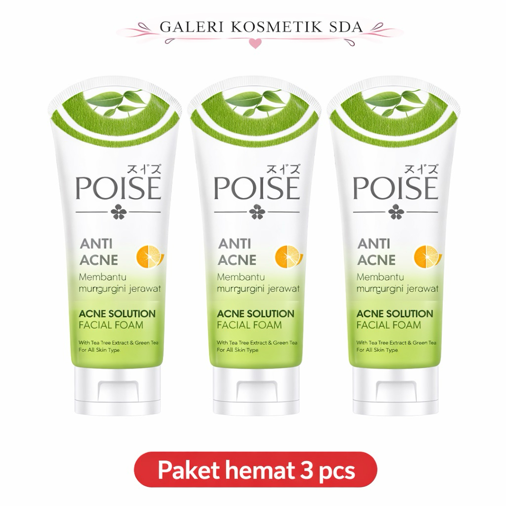 (Paket Hemat 3 pcs) Sabun cuci muka Poise Facial Foam Anti Acne 100g