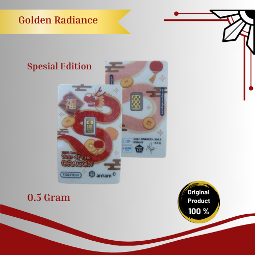 Emas Antam 0.5 gram Logam Mulia Imlek Series Year Of The Dragon Garansi Uang Kembali Include Sertifi