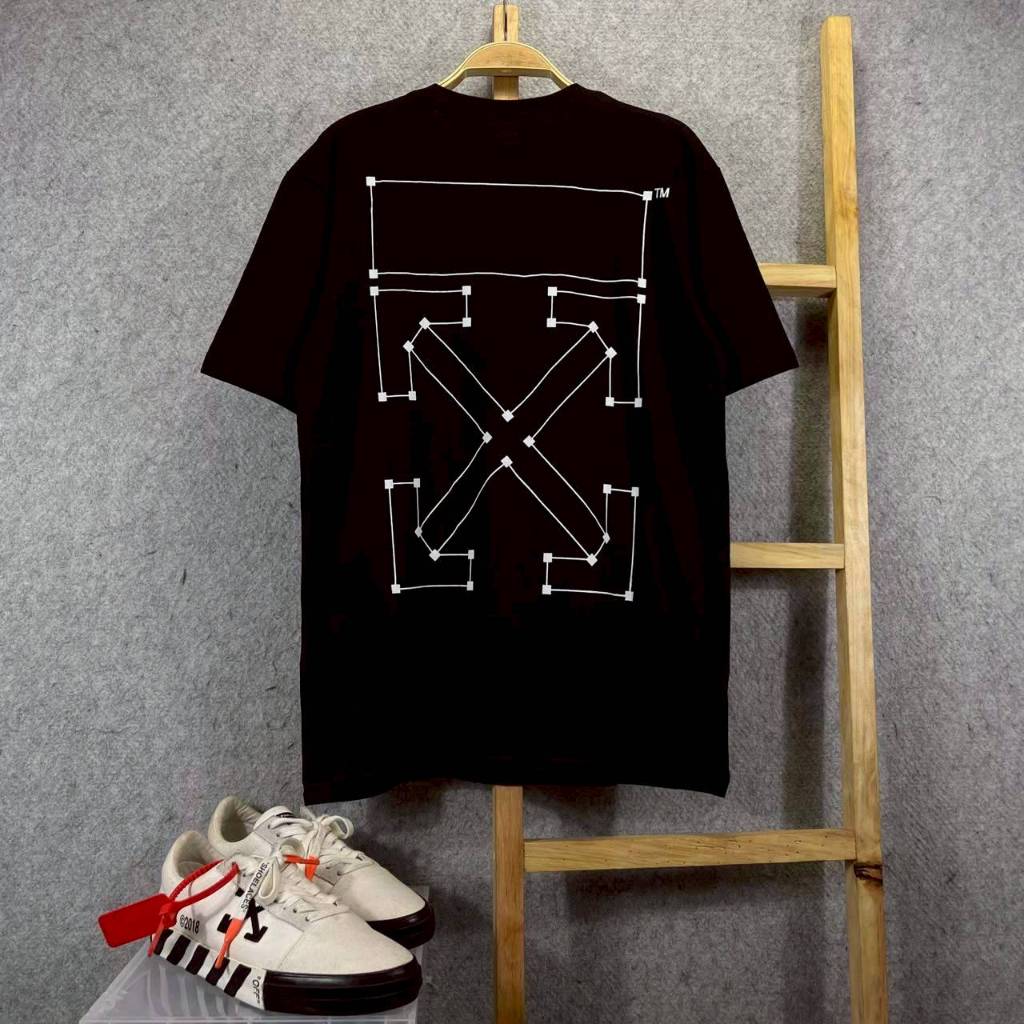 KAOS T-SHIRT OFF-WHITE VIRGIL ABLOH DOTTED ARROW HITAM