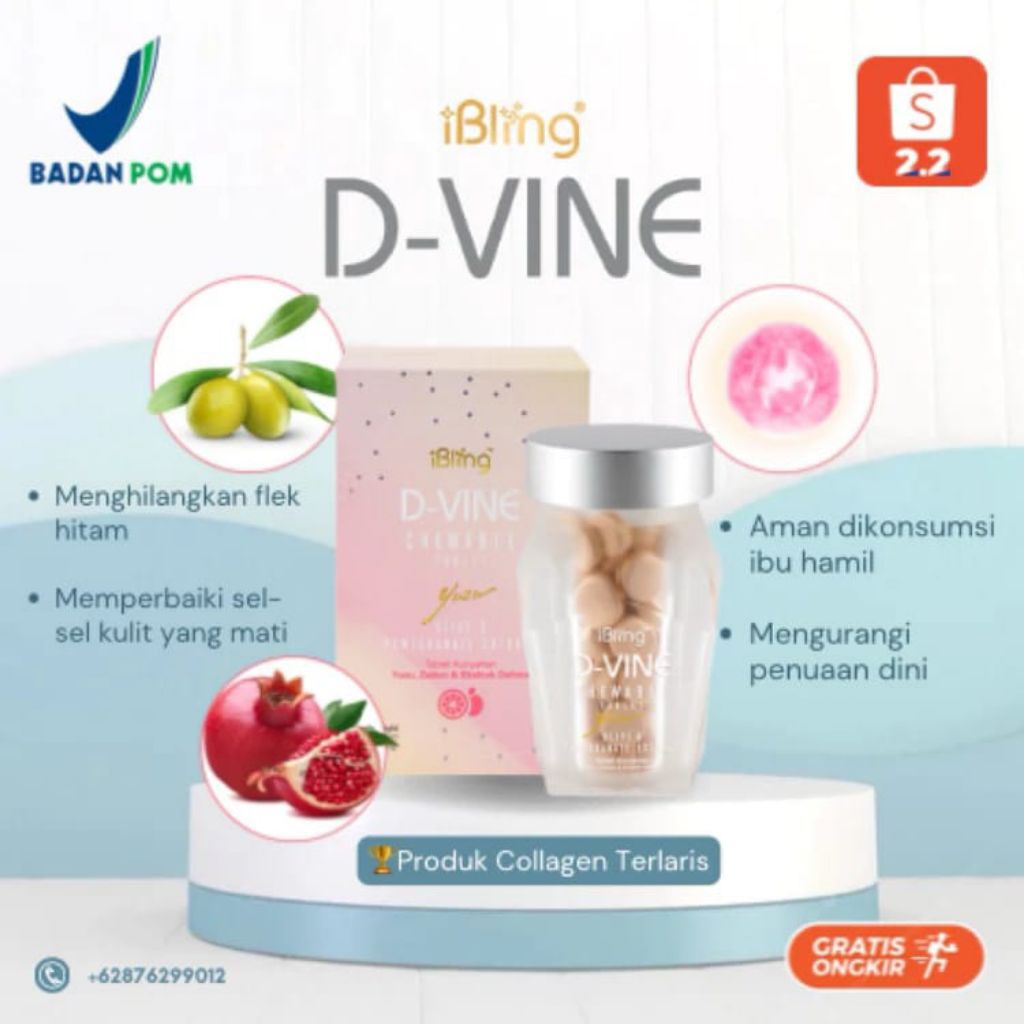 DVine Collagen 30&60 Butir - Ecer Asli Original, Membantu Mencerahkan Kulit Original