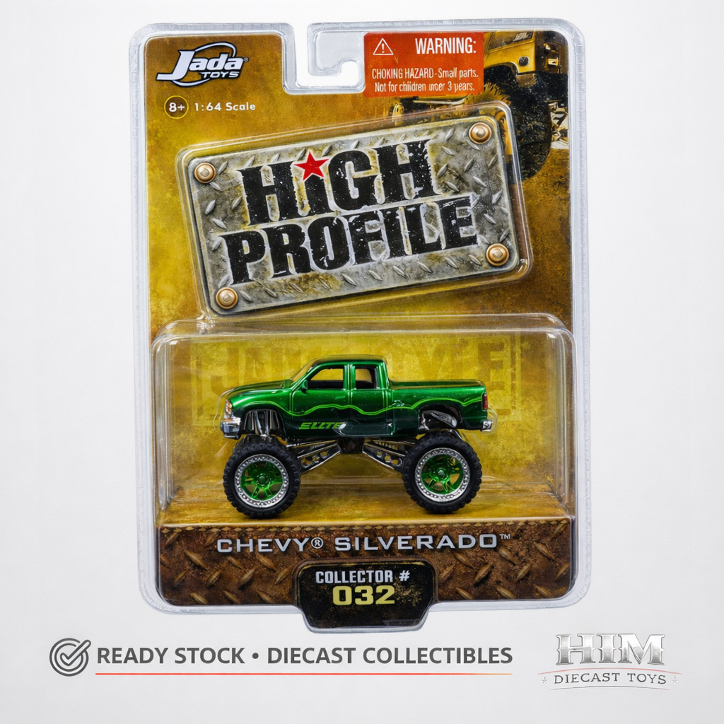 Jada High Profile 1:64 Chevy Silverado Monster Truck Green Collector #032 Diecast