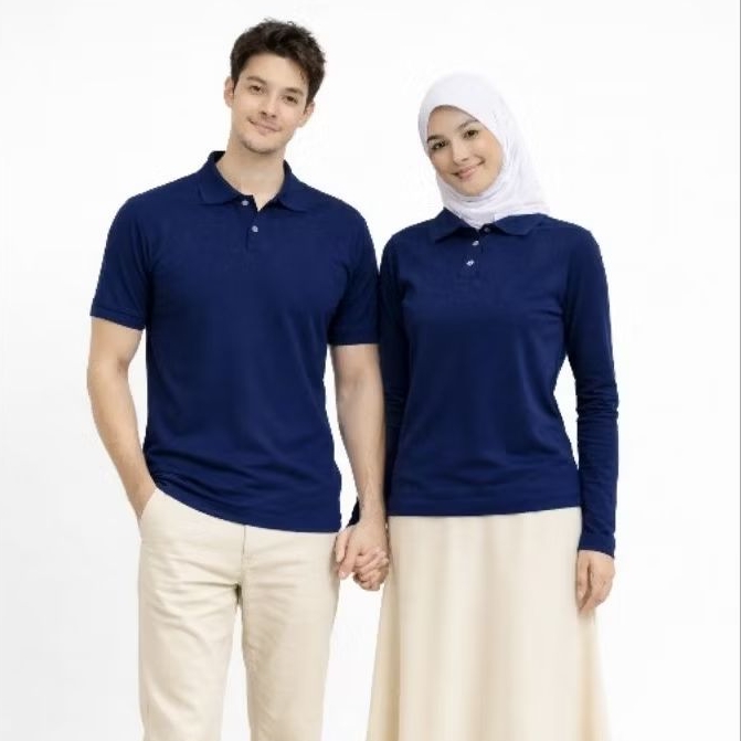KAOS POLO NAVY BIRU DONGKER PASANGAN PRIA WANITA - KAOS KERAH POLO SHIRT
