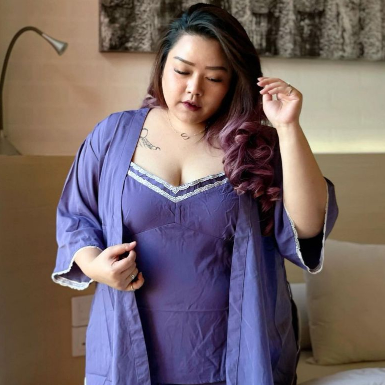 Delaqueen | BELI 1 GRATIS 1 Kimono Set 3 in 1 Big Size Jumbo Baju Tidur Piyama Wanita Dewasa LD 120-