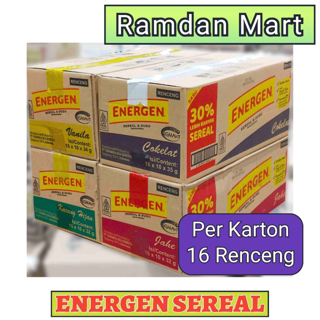 Energen sereal Per Karton ( 16 Renceng ) | Energen sereal Oat Milk dan Energen Less Sugar