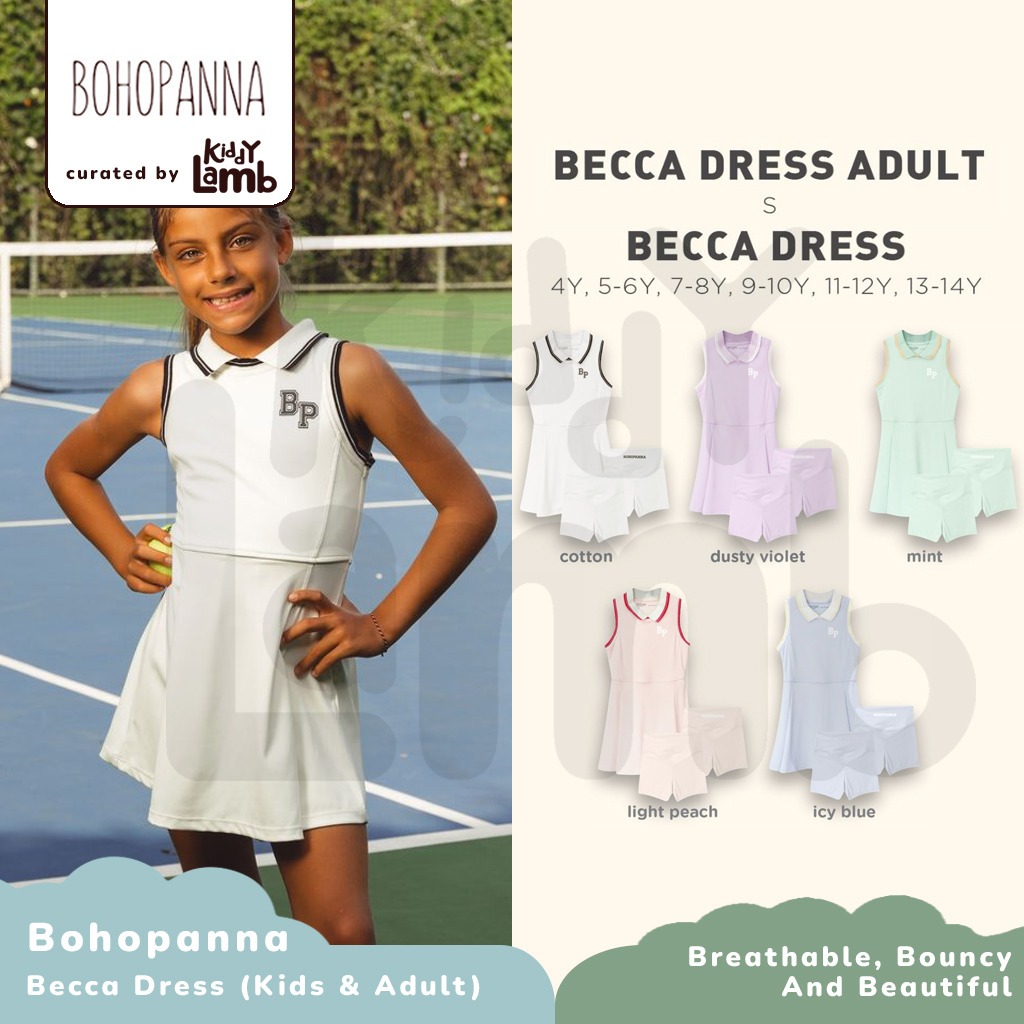Bohopanna Becca Dress / Setelan Baju Olah Raga Dewasa dan Anak / Padel Tennis Golf Sport Top & Sport
