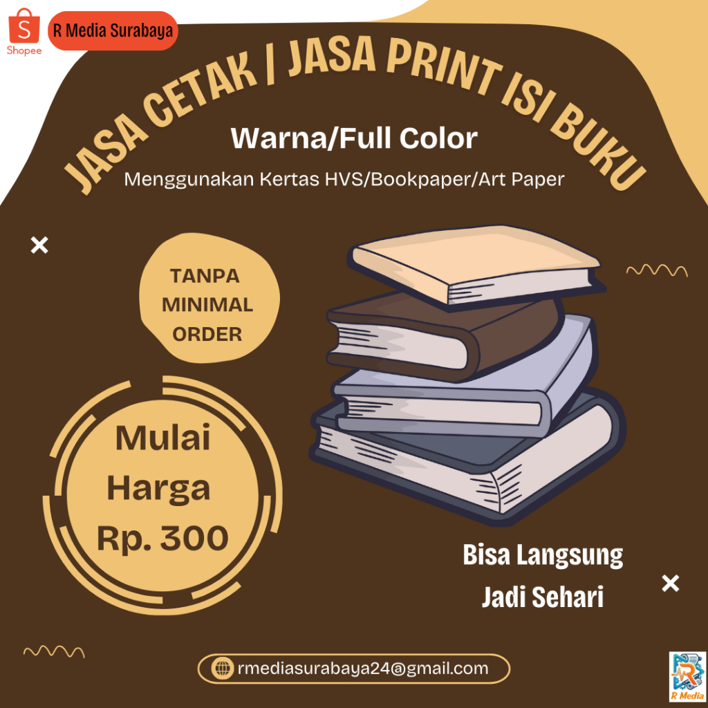 Jasa Cetak / Jasa Print Isi Buku Warna A5 A4 B5 F4 - Kertas HVS 70-80Gsm Bookpaper 57gr 72gr -