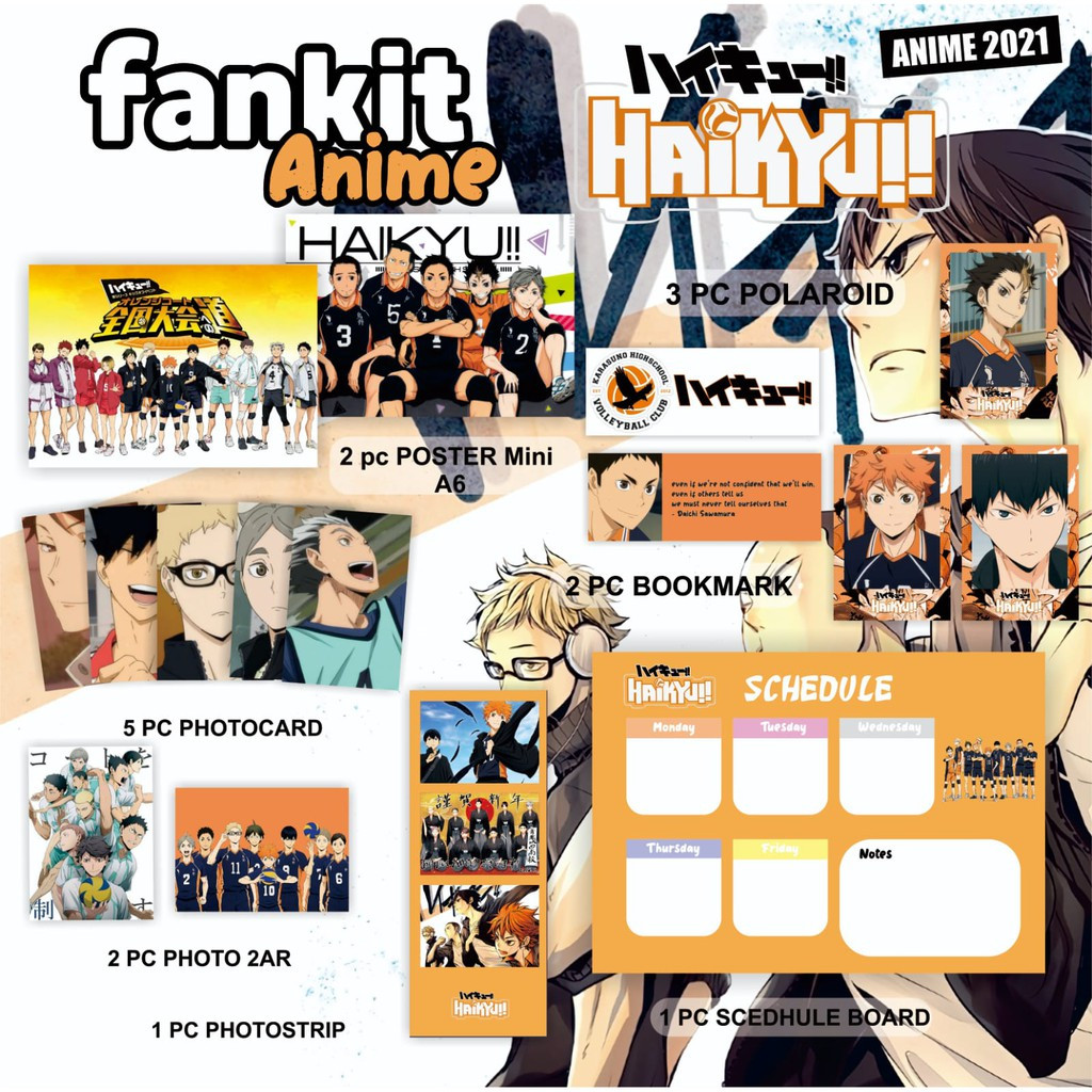 Fankit Anime Isi 16pcs Paket Hemat Foto Poster Photostrip Polaroid Bookmark Haikyuu Tokyo Revengers 