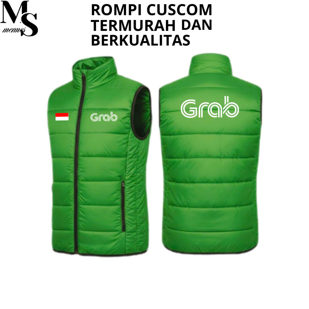 Rompi Hiking Pria Grab, Rompi Driver Pria Ojol Grab Tebal Waterproof