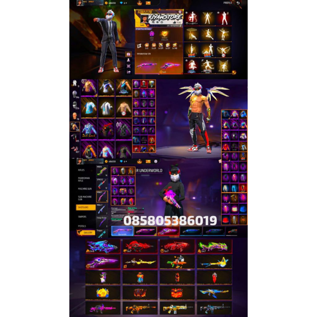 Ready stok akun ff tas sayap on SG dua rasa