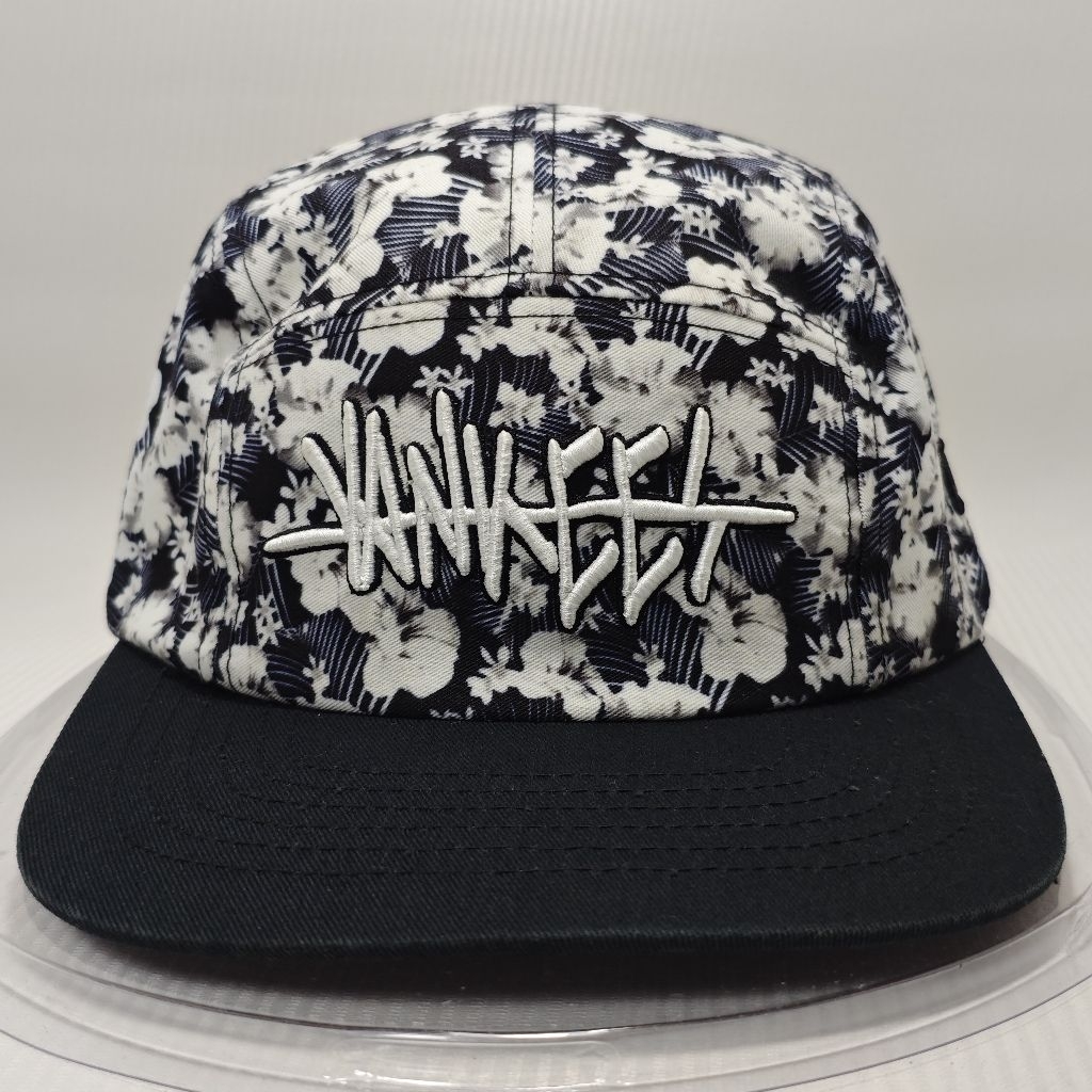 Topi Pria Wanita YANKEES MLB Floral Hitam Putih Bordir Adjustable Like New| Bekas | Second | Prelove