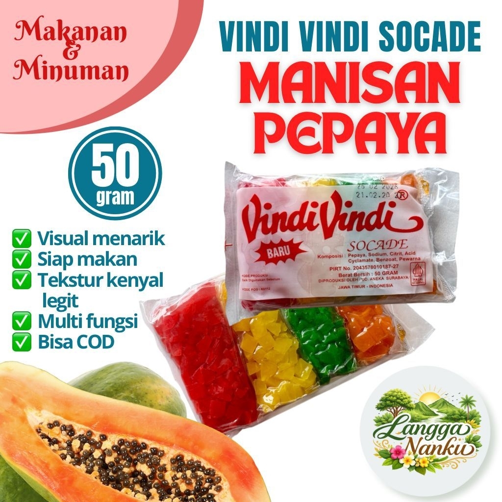 Vindi Vindi Socade Manisan Pepaya 50 gram