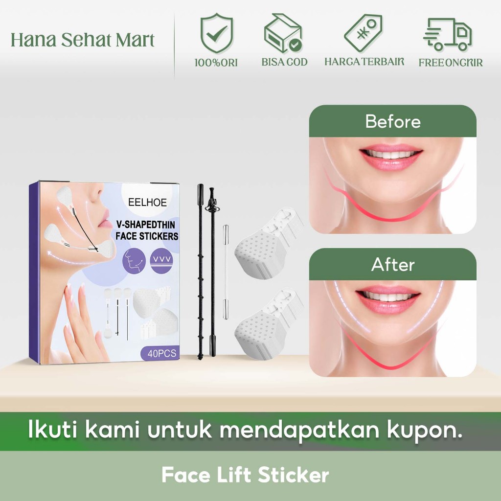 EELHOE Face Lift Sticker 40pcs Stiker Pelangsing Wajah Untuk Mengurangi Dagu Berlipat Stiker Pengenc