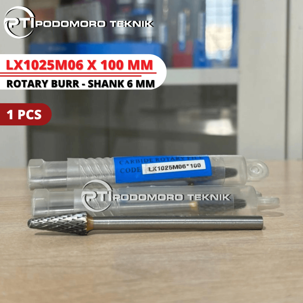 Rotary burr LX1025M06 X 100 MM Mata Tuner Shank 6mm kepala carbide Tuner Rotary Burr 1pcs