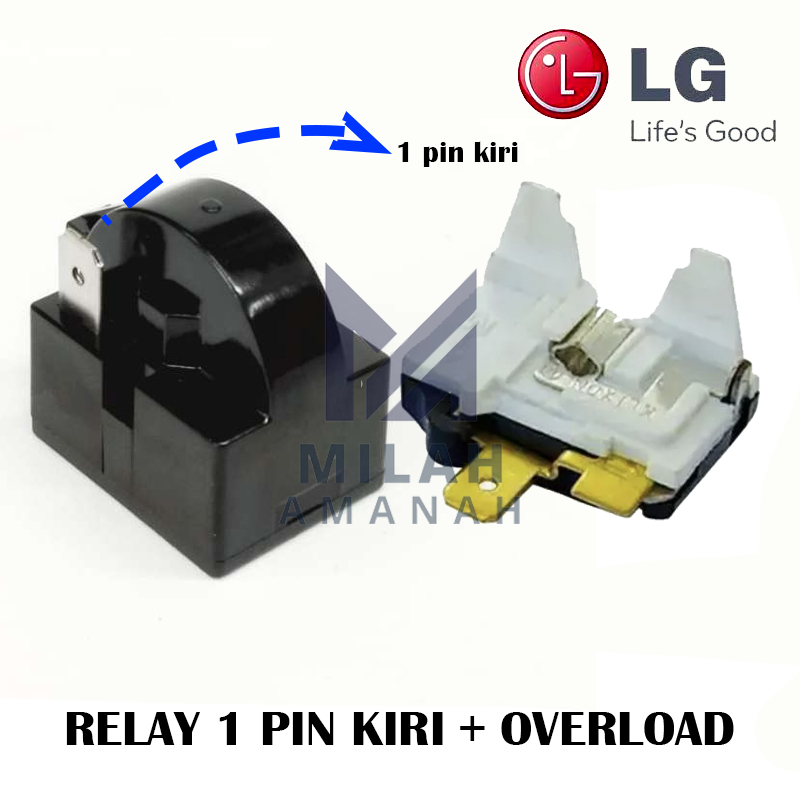 1 Set Relay Ptc 1 Pin Kiri + Overload Kulkas LG 2 Pintu / Relay Kulkas LG 2 Pintu