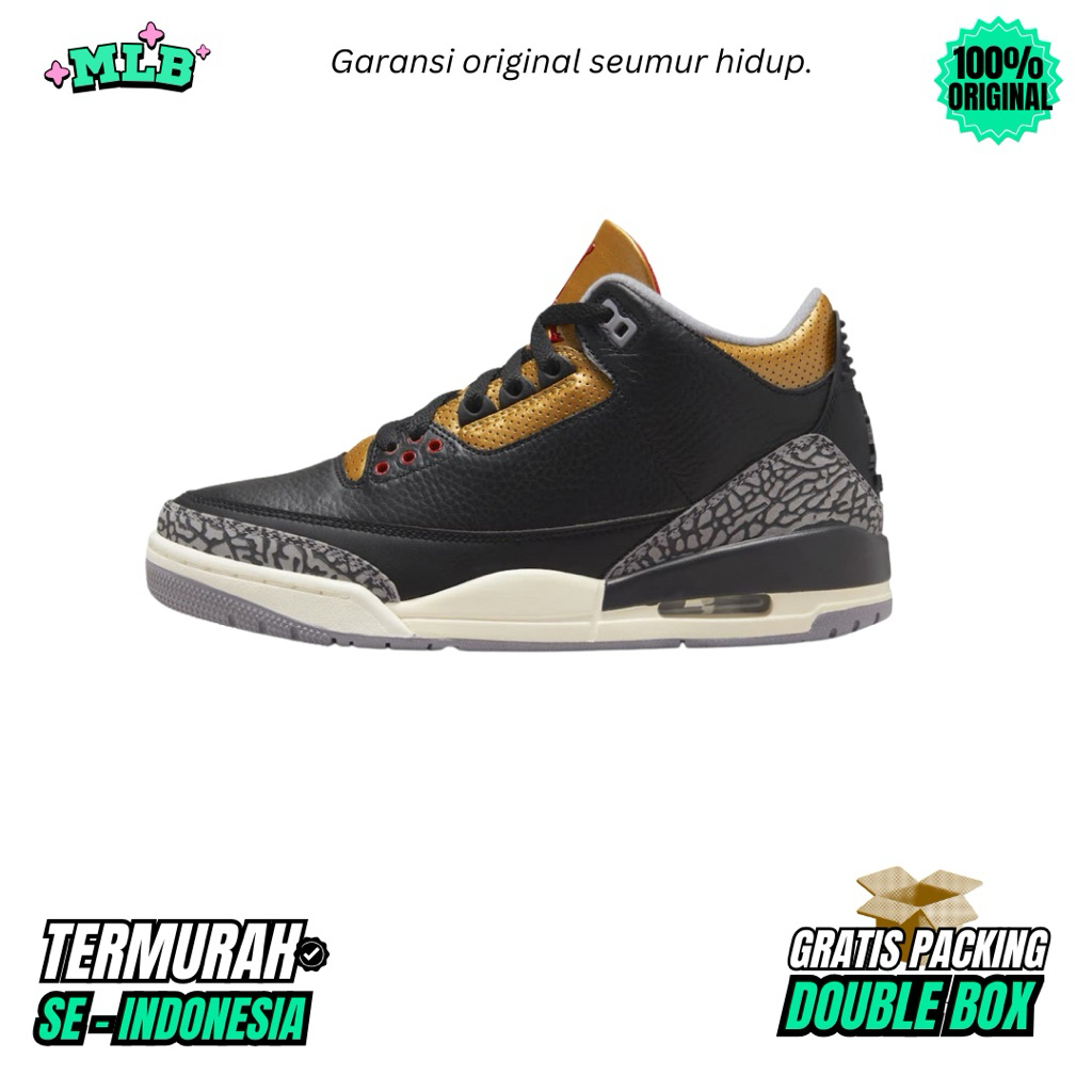 Sepatu Air Jordan 3 Retro Black Gold