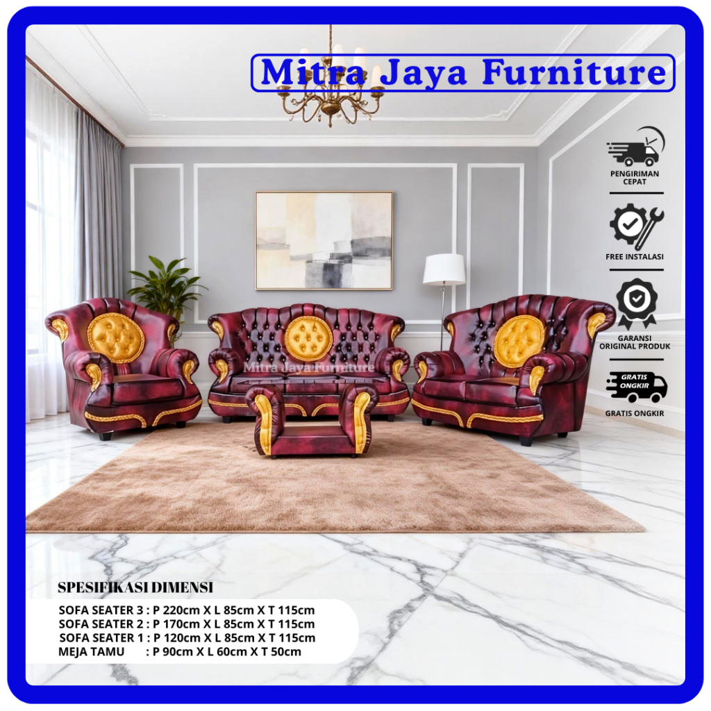 Promo Sofa Jaguar 321 Bahan kalep Sofa Wosh sett Model Matahari / Mitra Jaya Furniture