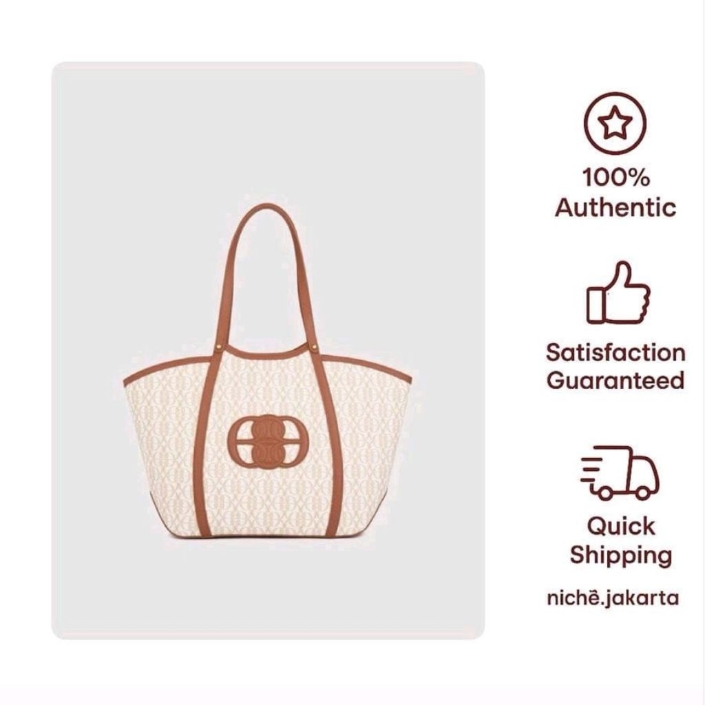 BONIA La Luna Monogram Tote Bag Orange Oxide