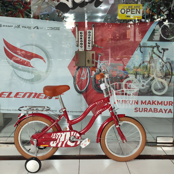 Element Kids Bike Tiramisu With Brown Tires - Kid Bicycle With Front Basket / Rear Carrier / Mud Gua