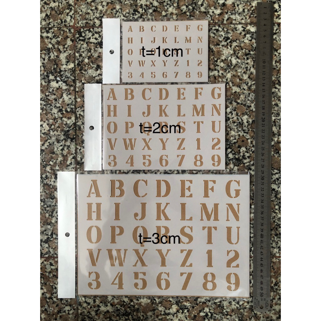 Stencil Alphabet Alfabet Huruf Angka Numerik